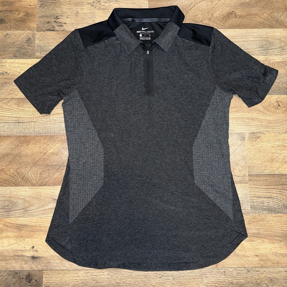 Nike‎ Zonal Cooling Dri-Fit Black Gray Activewear Golf Shirt Women's Size Small